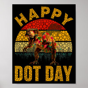 Affiche Dinosaure Rétro T Rex Amateurs de Polka Dots Jour 