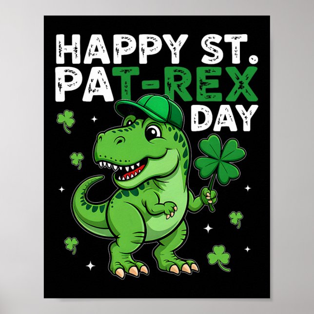 Affiche Dinosaure Saint-Patrick Chanceux Shamrock Irlandai (Devant)