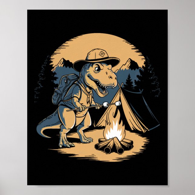 Affiche Dinosaure Scouting Camping Pour Enfants Garçons Fi (Devant)