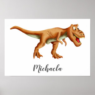Affiche Dinosaure T-Rex Brown avec chambre pour enfant