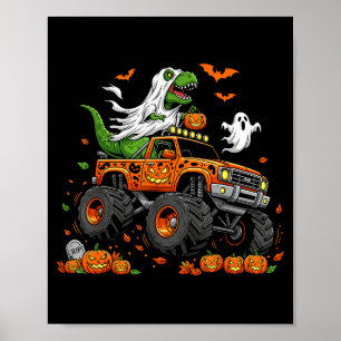 Affiche Dinosaure T-rex conduisant un camion monstre Hallo