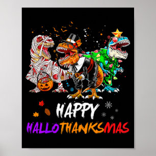 Affiche Dinosaure T Rex Joyeux Hallothanksmas Halloween En