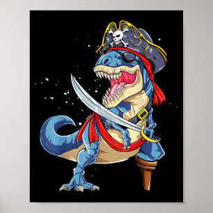 Affiche Dinosaure T rex Pirate Jolly Roger Halloween Drôle