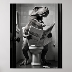 Affiche Dinosaure T-Rex sur Toilettes Salle de bain Mur Ar