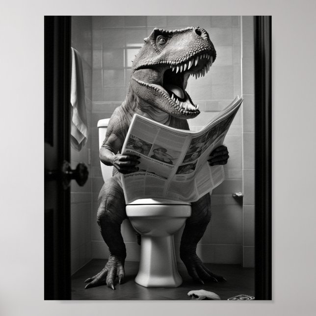 Affiche Dinosaure T-Rex sur Toilettes Salle de bain Mur Ar (Devant)