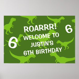 Affiche Dinosaure T-rex thème Anniversaire soirée bienvenu