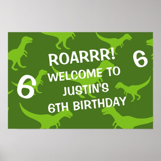 Affiche Dinosaure T-rex thème Anniversaire soirée bienvenu (Devant)