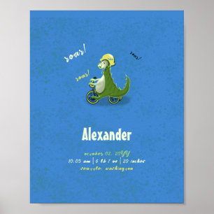 Affiche Dinosaure vert pour enfants mignons sur Trike Boy