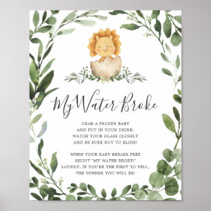 Affiche Dinosaures Baby shower Mon Eau Broche Signal