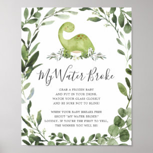 Affiche Dinosaures Baby shower Mon Eau Broche Signal