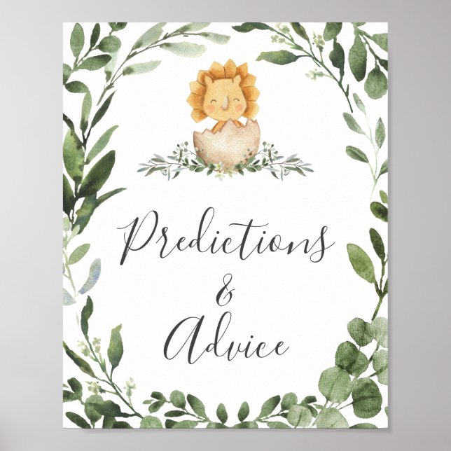 Affiche Dinosaures Baby shower Prédictions et conseils (Devant)