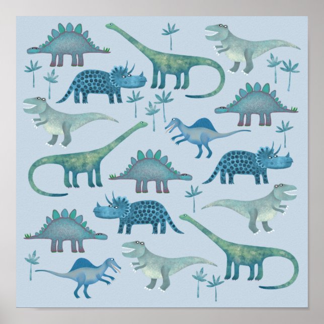 Affiche Dinosaures Bleus (Devant)