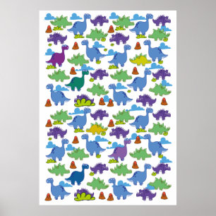 Affiche Dinosaures de dessin animé mignons
