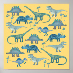 Affiche Dinosaures jaune