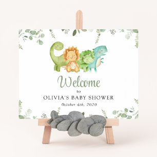 Affiche Dinosaures mignons, Jurassique, Baby shower Bienve