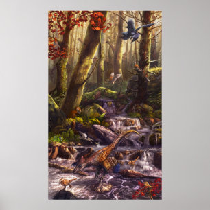 Affiche Dinosaures plumes de la Chine crétacée