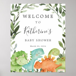 Affiche Dinosaurs Baby Shower Welcome Sign