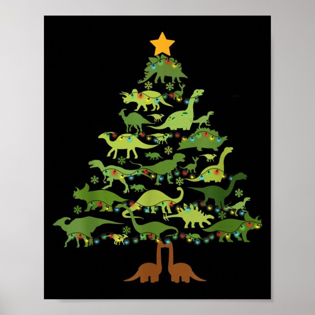 Affiche Dinosaurs Christmas Kids Christmas Tree Funny Love (Devant)