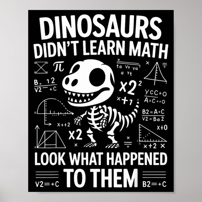 Affiche Dinosaurs Didn't Learn Math Funny Math Teacher Stu (Devant)
