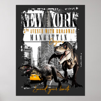 Affiche Dinosaurs in Manhattan NYC