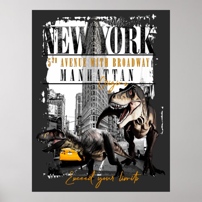 Affiche Dinosaurs in Manhattan NYC (Devant)