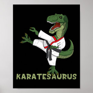 Affiche Dinosaurus Karatéka Drôle Karatesaurus T-rex Graph