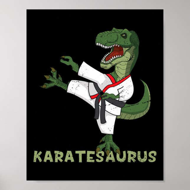 Affiche Dinosaurus Karatéka Drôle Karatesaurus T-rex Graph (Devant)