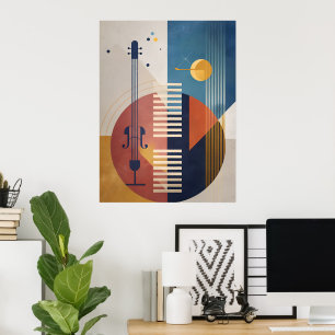 Affiche d'instruments de jazz abstraits du milieu