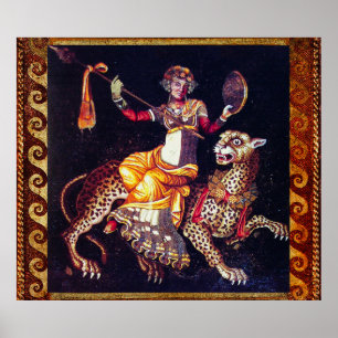 Affiche DIONYSOS AVEC LA SPEAR ÉQUITATION LEOPARD Grecque