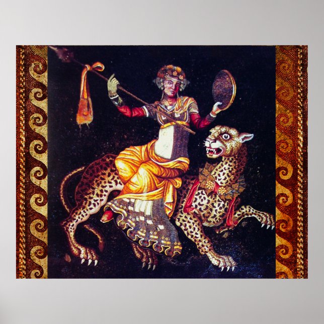 Affiche DIONYSOS AVEC UNE LANCE CHEVAUCHANT UN LÉOPARD Mos (Devant)