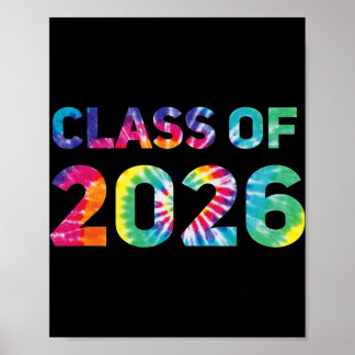 Affiche Diplômé 2026 Tye Dye de la promotion 2026 de lycée