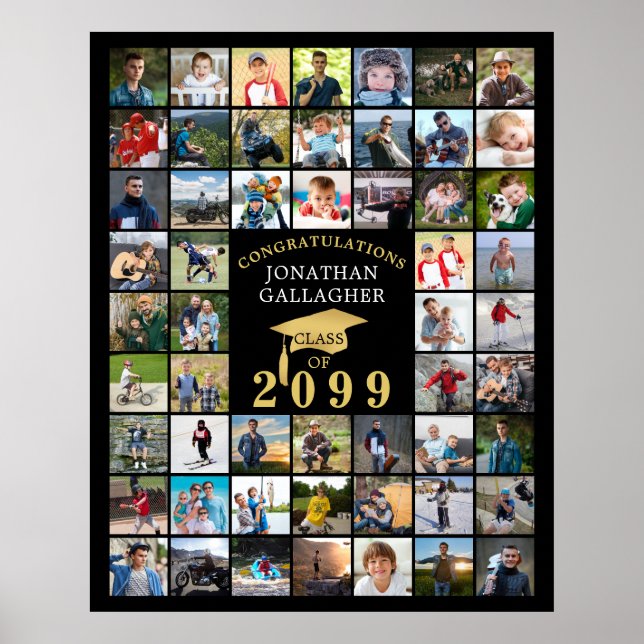 Affiche Diplôme 55 Collage de photos Cap noir or (Devant)