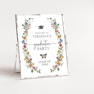 Affiche Diplômé aux fleurs sauvages colorées