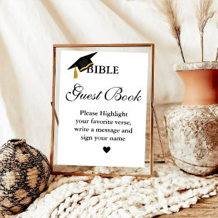Affiche Diplôme Bible Guest Book Signé, Graduation Party