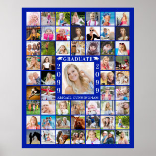 Affiche Diplôme Bleu Royal 55 Collage Photo Personnalisé