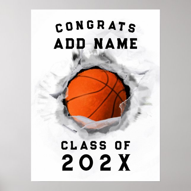 Affiche Diplôme de basketball personnalisé (Devant)