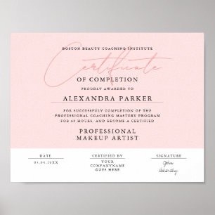 Affiche Diplôme de Féminin Rose Pâle et Blanc 