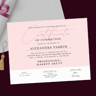 Affiche Diplôme de Féminin Rose Pâle et Blanc 