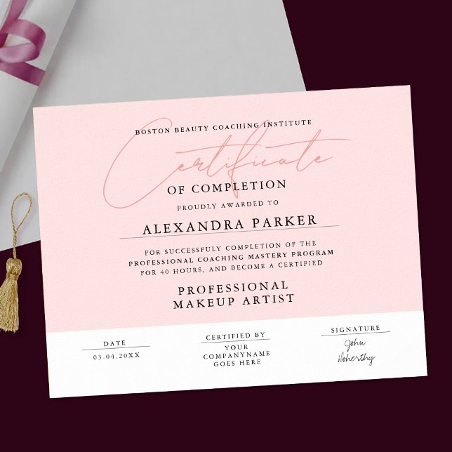 Affiche Diplôme de Féminin Rose Pâle et Blanc  (Créateur téléchargé)