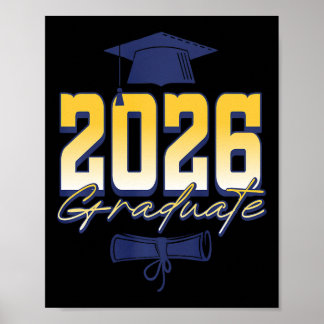 Affiche Diplôme de fin d'études 2026 Casquette de graduati
