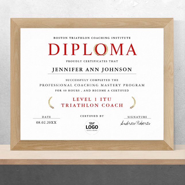 Affiche Diplôme de fin d'études classique blanc et rouge n (Créateur téléchargé)