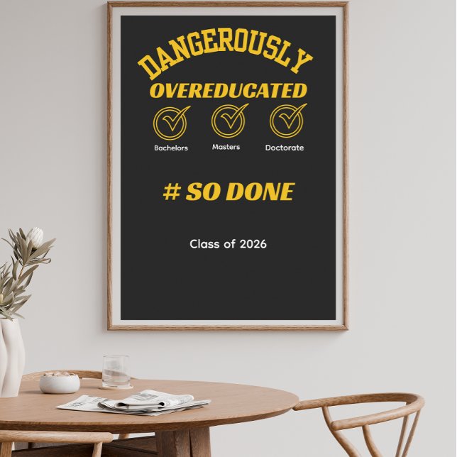 Affiche Diplôme de fin d'études drôle or et noir (Créateur téléchargé)