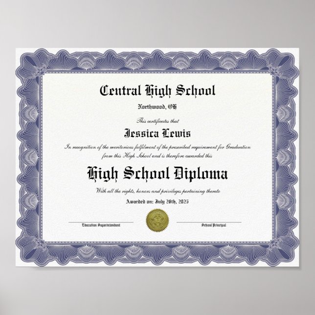 Affiche Diplôme de fin d'études secondaires  (Devant)