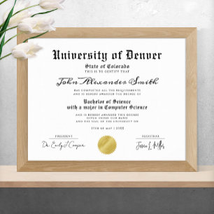 Affiche Diplôme de fin d'études simple élégant noir et bla
