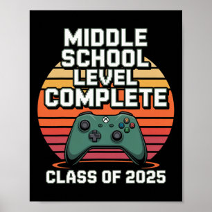 Affiche Diplômé de joueur drôle Cl de 2025 Style Rétro Enf
