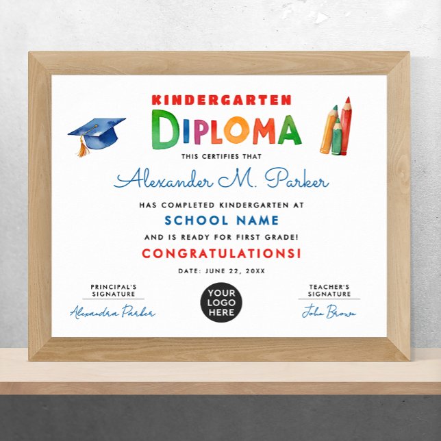 Affiche Diplôme de logo de fin d'année coloré (Créateur téléchargé)
