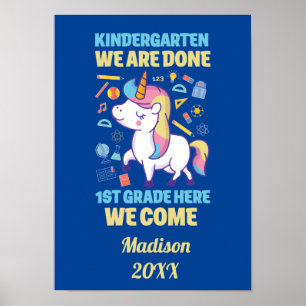 Affiche Diplômé de maternelle Licorne 1re année