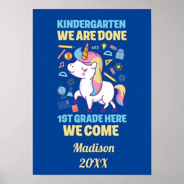 Affiche Diplômé de maternelle Licorne 1re année  (Devant)