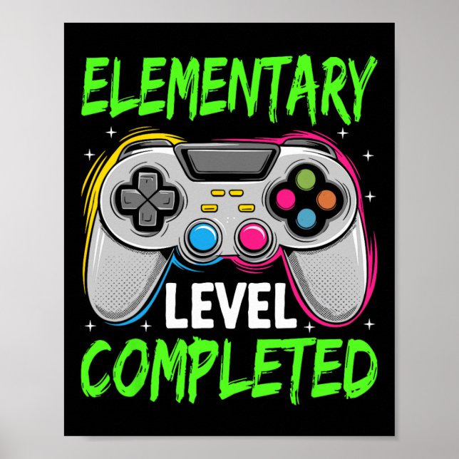 Affiche Diplômé de niveau élémentaire Gamer Cl de 2025 (Devant)