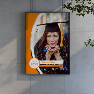Affiche Diplôme de photo de cadre courbe orange